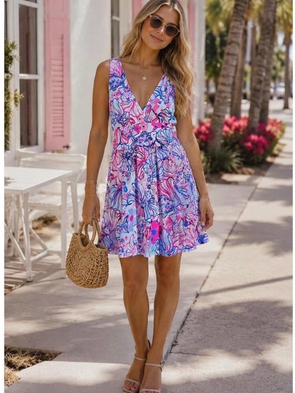 Lilly Pulitzer Pink, Blue & White Floral dress romper